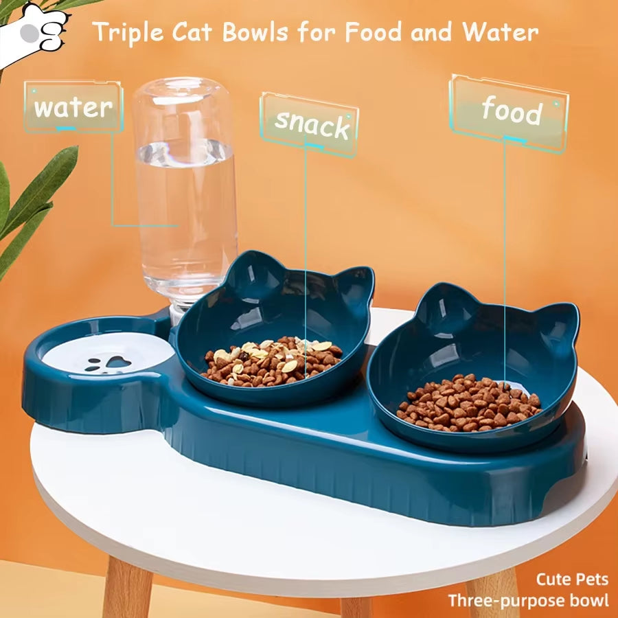Cat Bowl Cat Food Bowl Double Bowl Neck Protection Automatic Drinking Bowl anti Overturning Cat Food Rice Bowl Pet Supplies