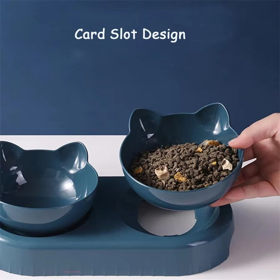 Cat Bowl Cat Food Bowl Double Bowl Neck Protection Automatic Drinking Bowl anti Overturning Cat Food Rice Bowl Pet Supplies