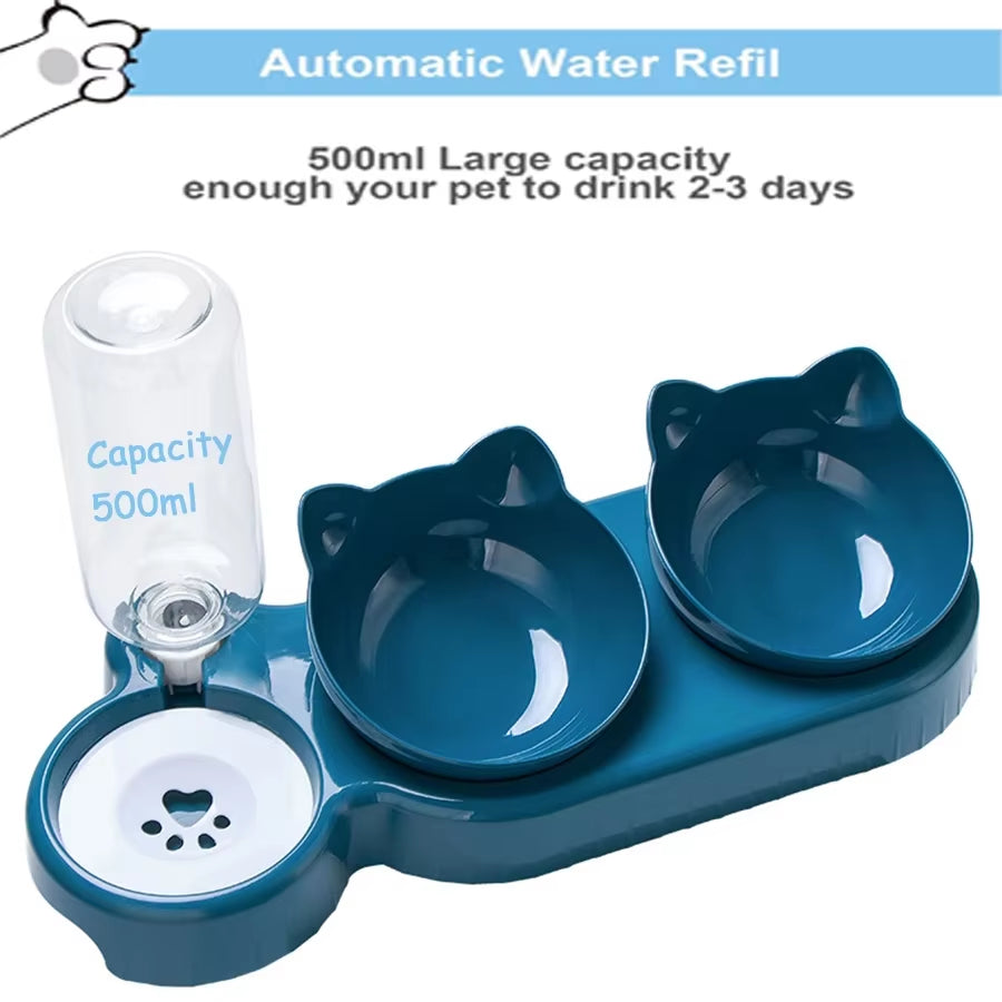 Cat Bowl Cat Food Bowl Double Bowl Neck Protection Automatic Drinking Bowl anti Overturning Cat Food Rice Bowl Pet Supplies